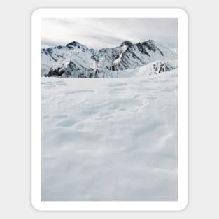 Mountains of Switzerland - White Swiss Alps on Overcast Winter Day Sticker